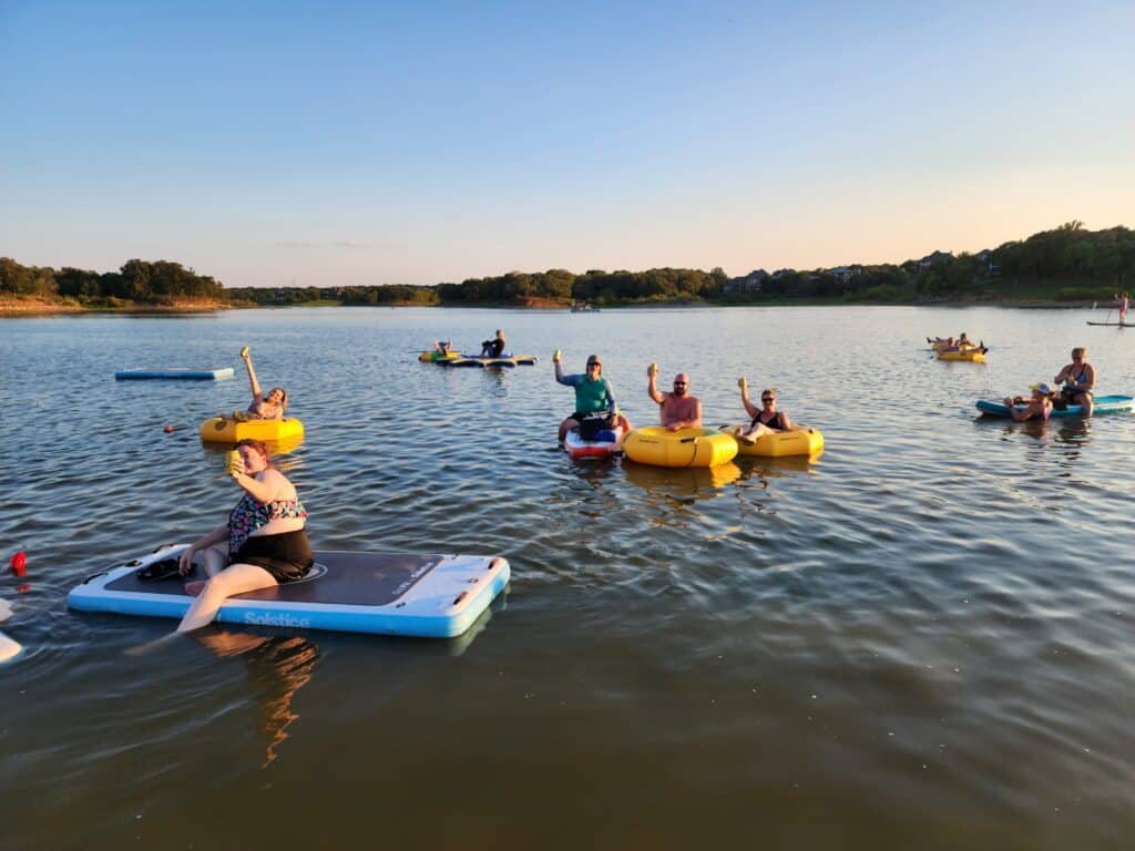 Floating on the lake at Full Moon Paddle Event