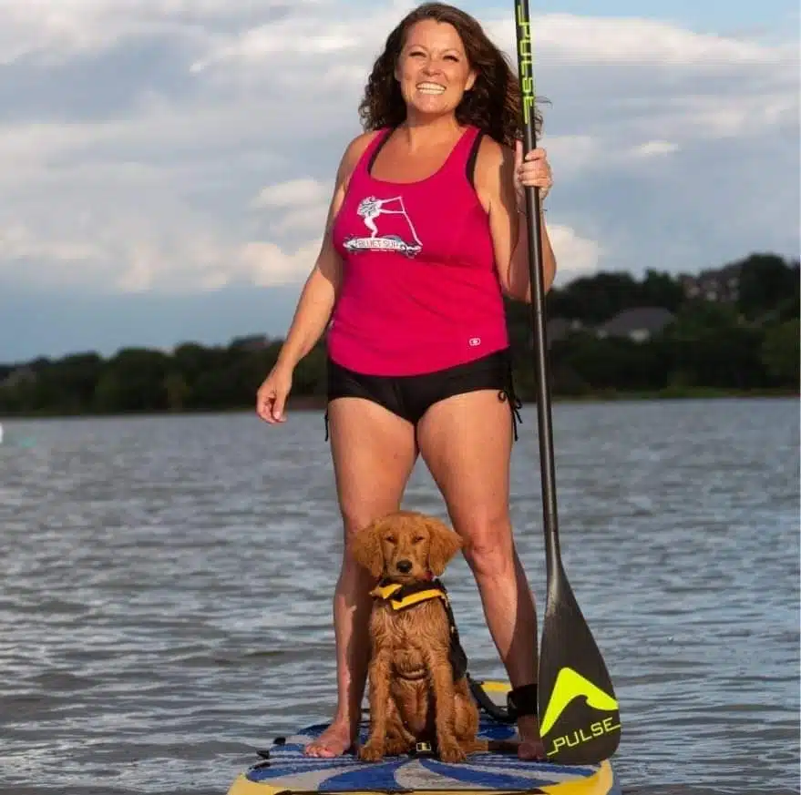 Juliet paddling with Kalani